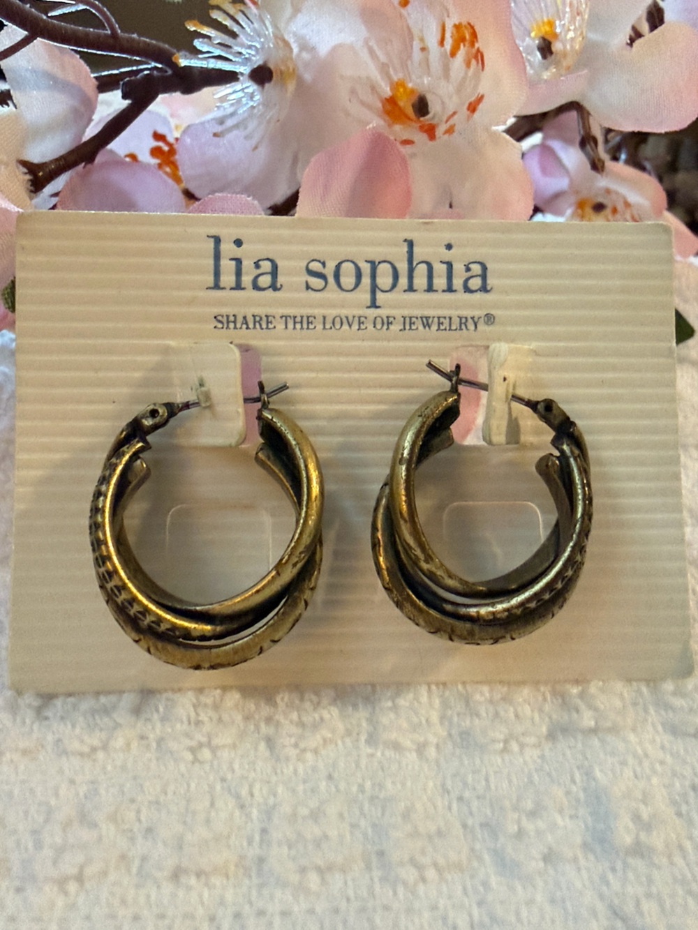 🐼 Lia Sophia Gold-Tone Triple Hoop Earrings #0175